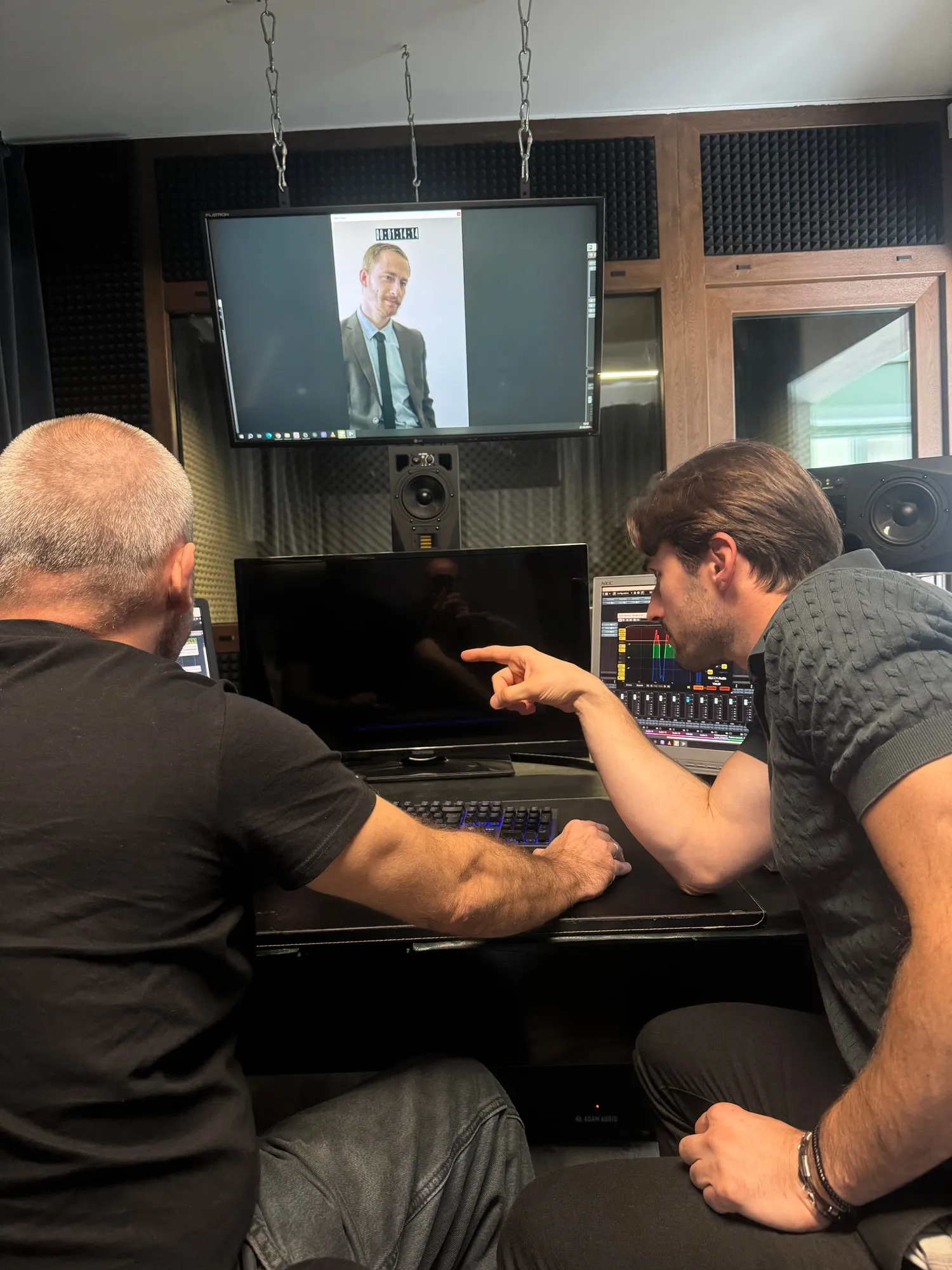 Martin Mednikarov reviewing footage in an editing studio