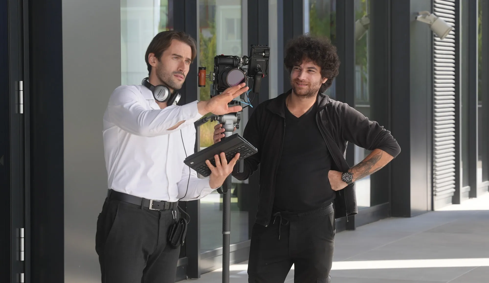 Martin Mednikarov discussing a shot with a camera operator